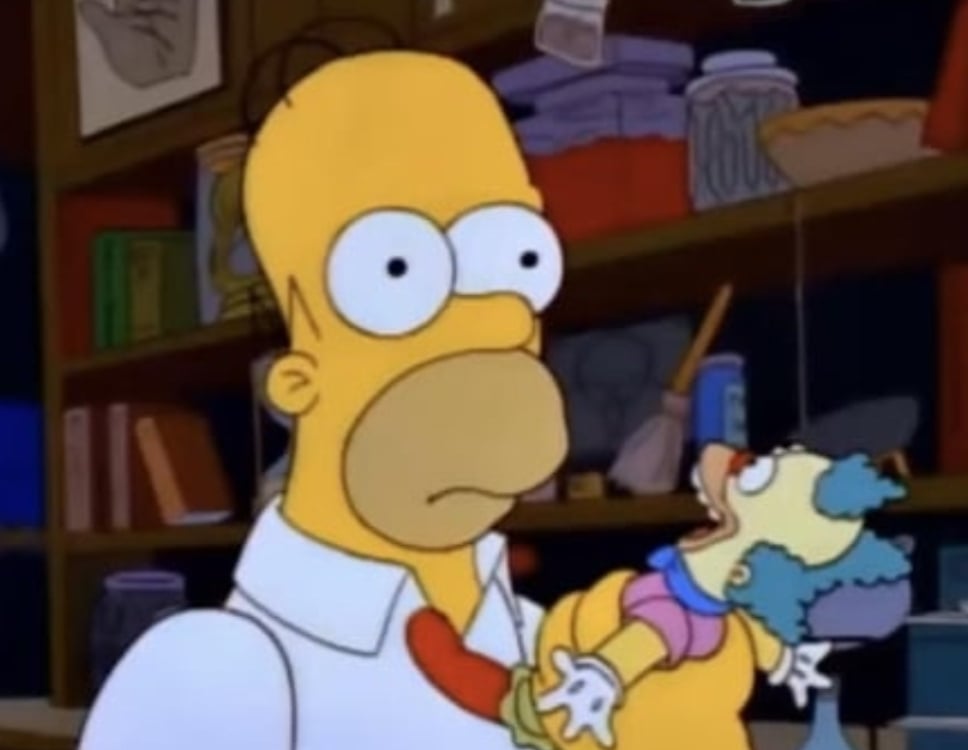 image of Homer Simpson starting forward blankly after hearing "potassium benzoate" and not knowing if it's good or bad